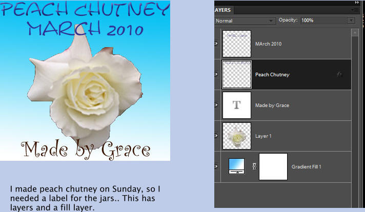 I made peach chutney on Sunday, so I needed a label for the jars.. This has layers and a fill layer.